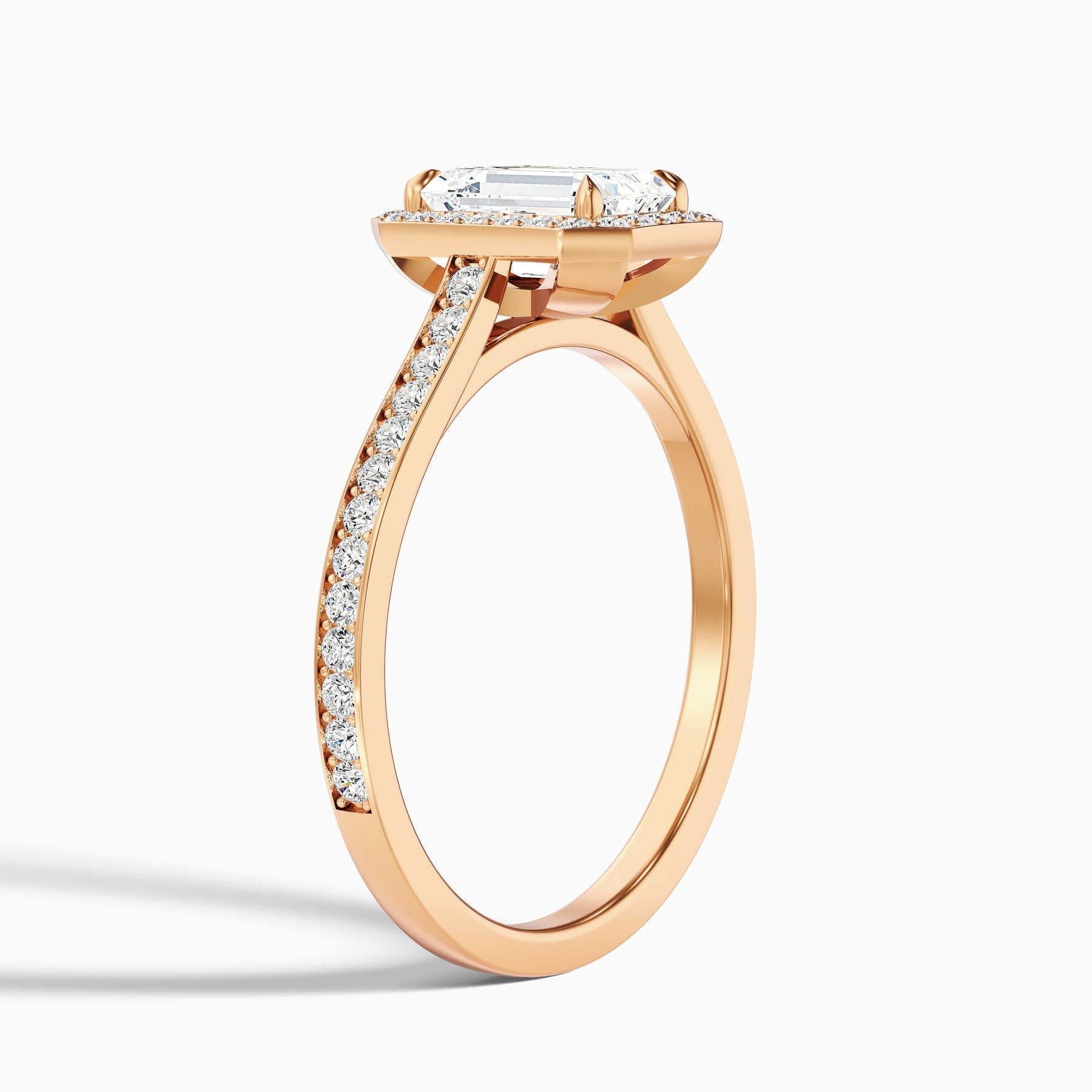 Velvet 1 Carat Emerald Cut Halo Pave Lab Grown Diamond Ring